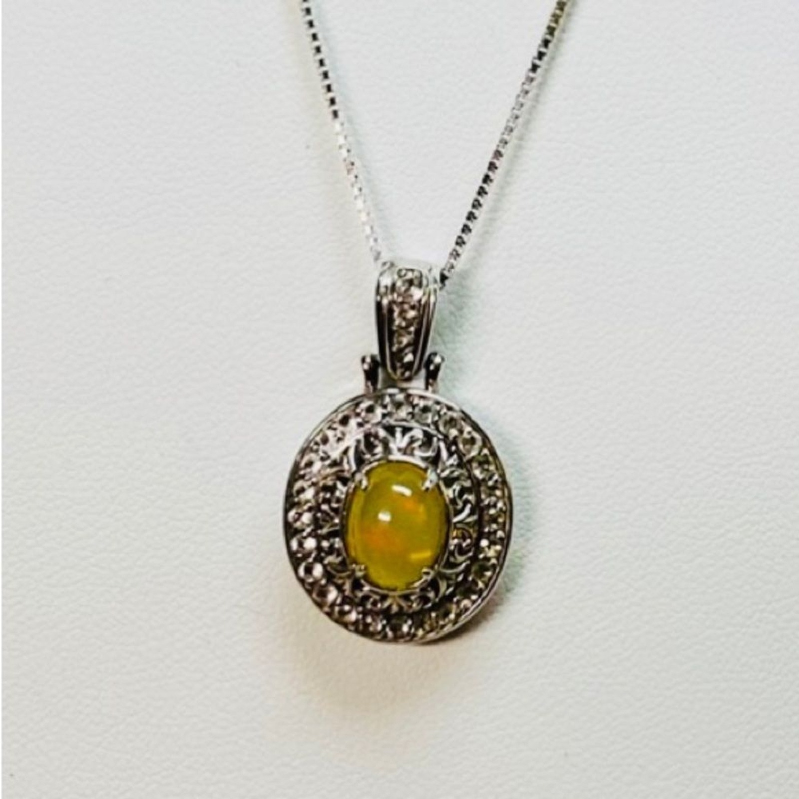 Victoria Wieck Ethiopian Opal White Topaz Sterling Silver Frame Necklace 18in 139$